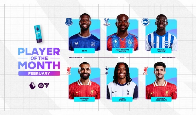 英超2月最佳候選：貝托、馬特塔、明特、薩拉赫、斯賓塞、索博